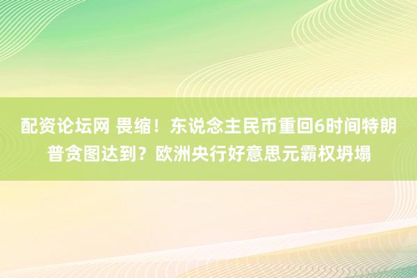 配资论坛网 畏缩！东说念主民币重回6时间特朗普贪图达到？欧洲央行好意思元霸权坍塌