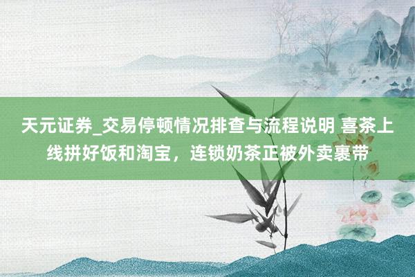 天元证券_交易停顿情况排查与流程说明 喜茶上线拼好饭和淘宝，连锁奶茶正被外卖裹带