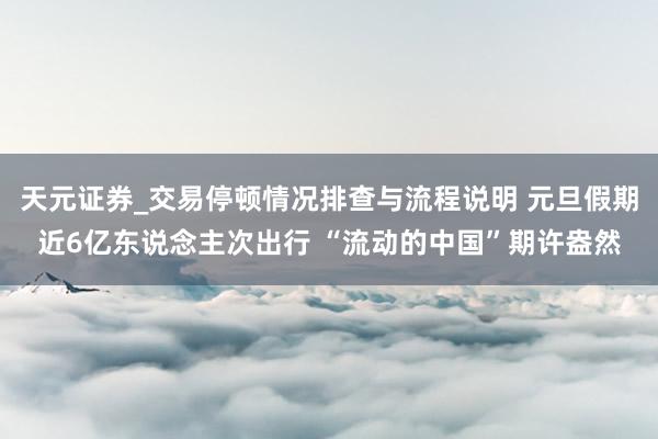 天元证券_交易停顿情况排查与流程说明 元旦假期近6亿东说念主次出行 “流动的中国”期许盎然