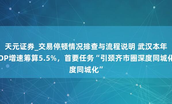 天元证券_交易停顿情况排查与流程说明 武汉本年GDP增速筹算5.5%，首要任务“引颈齐市圈深度同城化”