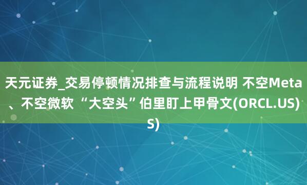 天元证券_交易停顿情况排查与流程说明 不空Meta、不空微软 “大空头”伯里盯上甲骨文(ORCL.US)
