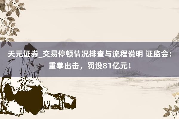 天元证券_交易停顿情况排查与流程说明 证监会：重拳出击，罚没81亿元！